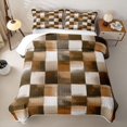 thumbnail image 2 of Homewish Watercolor Checkered Quilt Full,Vintage Aesthetic Full Bedspread Sets,Brown,3-Piece, 2 of 7