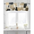 thumbnail image 2 of Black Brown Geometric Kitchen Valances for Windows Farmhouse Linen Window Valance Curtain for Living Room Window Treatment Modern Abstract Geometric Art Valance Rod Pocket Topper Drape, 54 x 18 Inch, 2 of 6