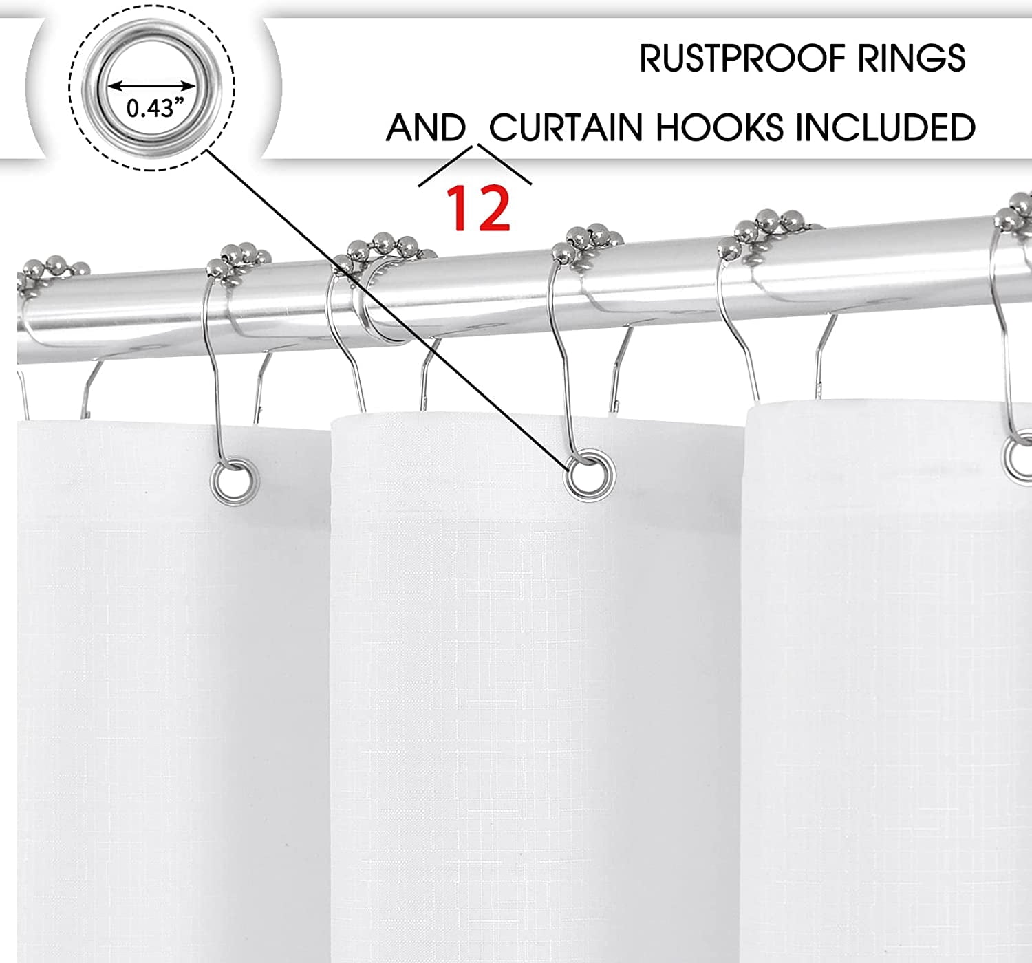 Blue and Gray Shower Curtain Set Light Blue and White Shower Curtain Blue Ombre Shower Curtain with Hooks Water Repellent Shower Curtain Linen Fabric Stripe Shower Curtain 72x72 inch Misty Blue