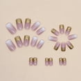 thumbnail image 3 of Ombre French Tip Press on Nails Medium Square Fake Nails Gold Foil Designs Nude White Gradient False Nails Full Cover Glue on Nails Acrylic Coffin Artificial Nails Stick on Nails for Women Girls 24Pc, 3 of 4
