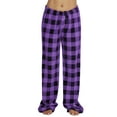 thumbnail image 4 of RPVATI Flannel Pajamas Pant for Women Plaid Flannel Fuzzy Cozy Christmas Pj Pants Warm Fleece Lounge Pants Cute Straight Leg Loose Fit Winter Pajamas Bottoms Purple S, 4 of 4