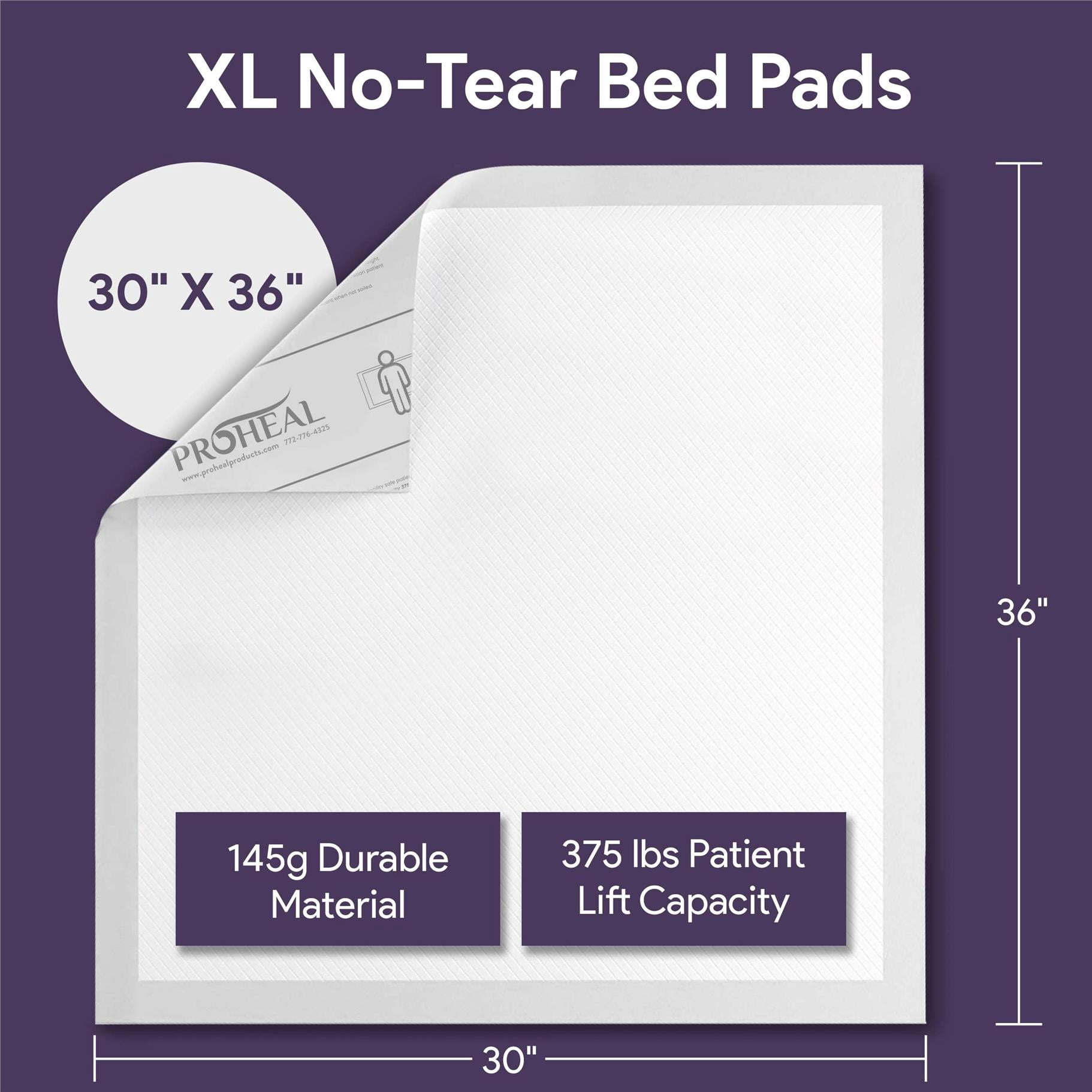 ProHeal Heavy Duty Incontinence Bed Pads 30" x 36" - 20 ct.- With 375 lb Lift Capacity Ultra Absorbent Disposable Chucks Underpads for Adults - XL Pee - Overnight Absorbance, Waterproof Bed Protector