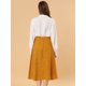 thumbnail image 5 of Falda Midi Allegra K de lunares vintage con Cremallera En la Cintura Elástica para Mujer Amarillo XS, 5 of 6