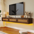 thumbnail image 1 of FloatiCasa 55-Inch Floating TV Stand, Hand-Made Rattan Cabinet, Three-Door Design, Wall-Mounted, for TVs up to 60",Entertainment Center Media Console, 1 of 14