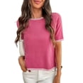 thumbnail image 6 of vigerkar Womens Knit Sweater Tops Short Sleeve Summer Tops Clothes Trendy T Shirts Fall (Hot Pink, S), 6 of 8