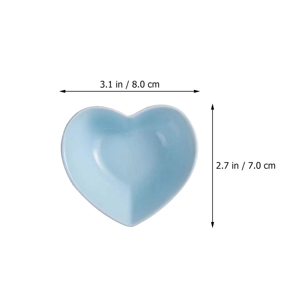 NUOLUX 4Pcs Ceramic Seasoning Plates Ceramic Dipping Bowls Heart Shaped Spice Bowls Condiment Bowls
