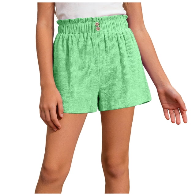 Akiihool Short pour Fille Short de Vélo pour Tout-Petites Danse Roue sous Robe Short pour Bébé Fille (Vert Pâle,13-14 Ans)
