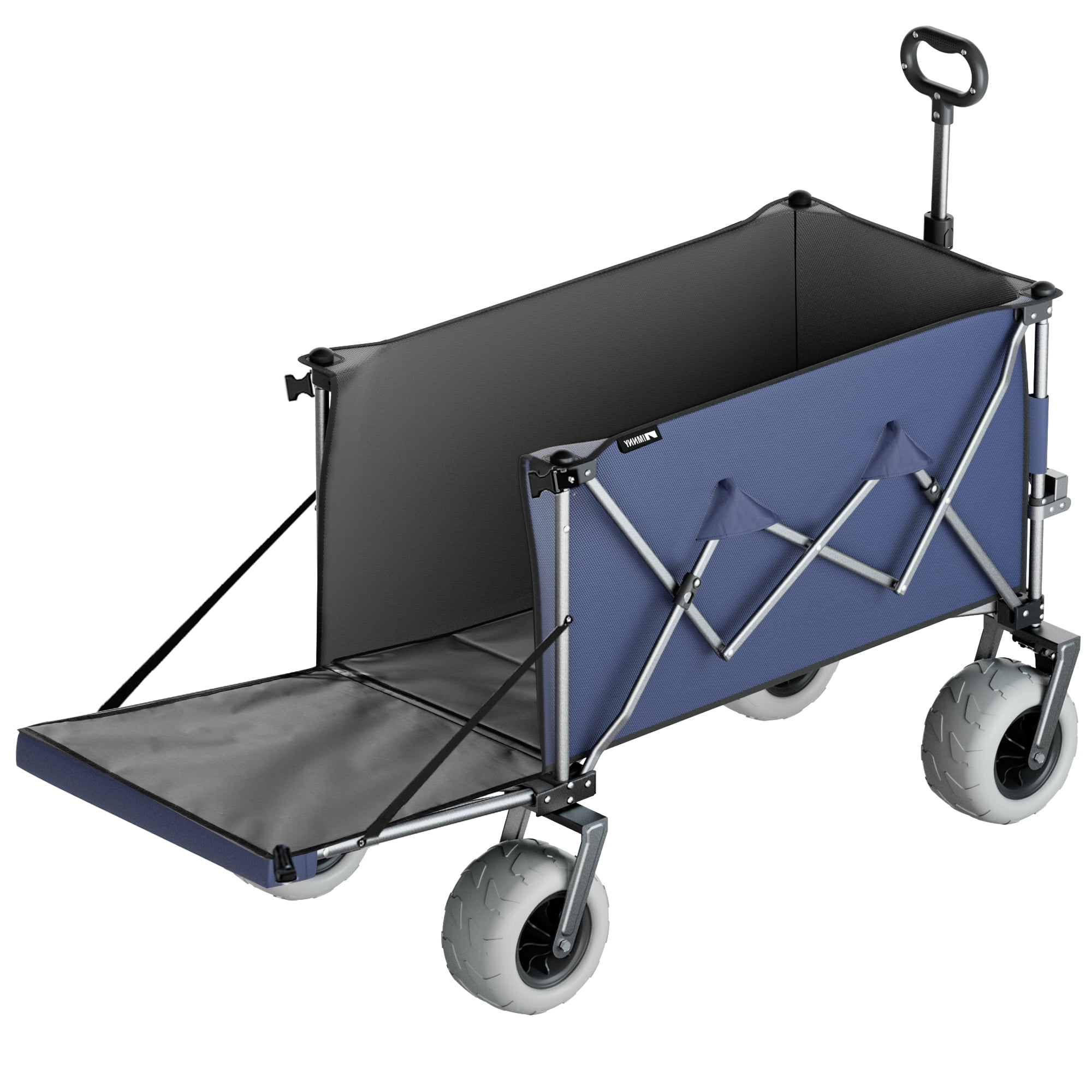 Beach Wagon with 9x4 PU Wheels 500 lbs Capacity Expandable Tailgate 300L Storage Sand Cart