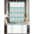 thumbnail image 6 of No Hook Cloth Fabric Shower Curtain with Snap in Liner, Turquoise Stripes Waterproof Shower Curtains Set with See Through Top Window, Modern Minimalist Horizontal Lines Bath Curtains Shower 72"x84", 6 of 6