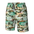 thumbnail image 6 of Uemuo Colorful Hawaii Palms Pattern Men's Swim Trunks Hawaiian Beach Bathing Suit Swimsuits Beach Quick-Dry Shorts with Pockets-Medium, 6 of 9