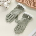 thumbnail image 4 of Yesbay Women Gloves Touch Screen Windproof Warm Gloves Thermal Knitted Gloves with Fluffy Fur Trim, 4 of 8