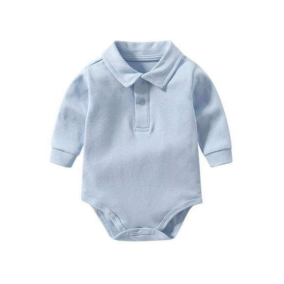 Gyujnb Baby Romper,Baby Boys Girls Pure Color Long Sleeve Lapel Bodysuit-Baby Girl Romper,Baby Boy Romper,Size:9-12 Months