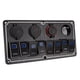thumbnail image 3 of Panel de interruptor basculante de 8 bandas, 12 a 24V, 2 LED azules con pegatina DIY, 5 pines, resistente al agua para coches, casas rodantes, yates, barcos, 3 of 12