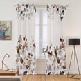 thumbnail image 2 of Kitchen Curtains 84 Inch Length 2 Panels, Brown Grey Leaves Grommets Window Treatment Curtain, Summer Botanical Pastoral Birds Rustic Thermal Curtains Drapes for Living Room/Bathroom, 2 of 9