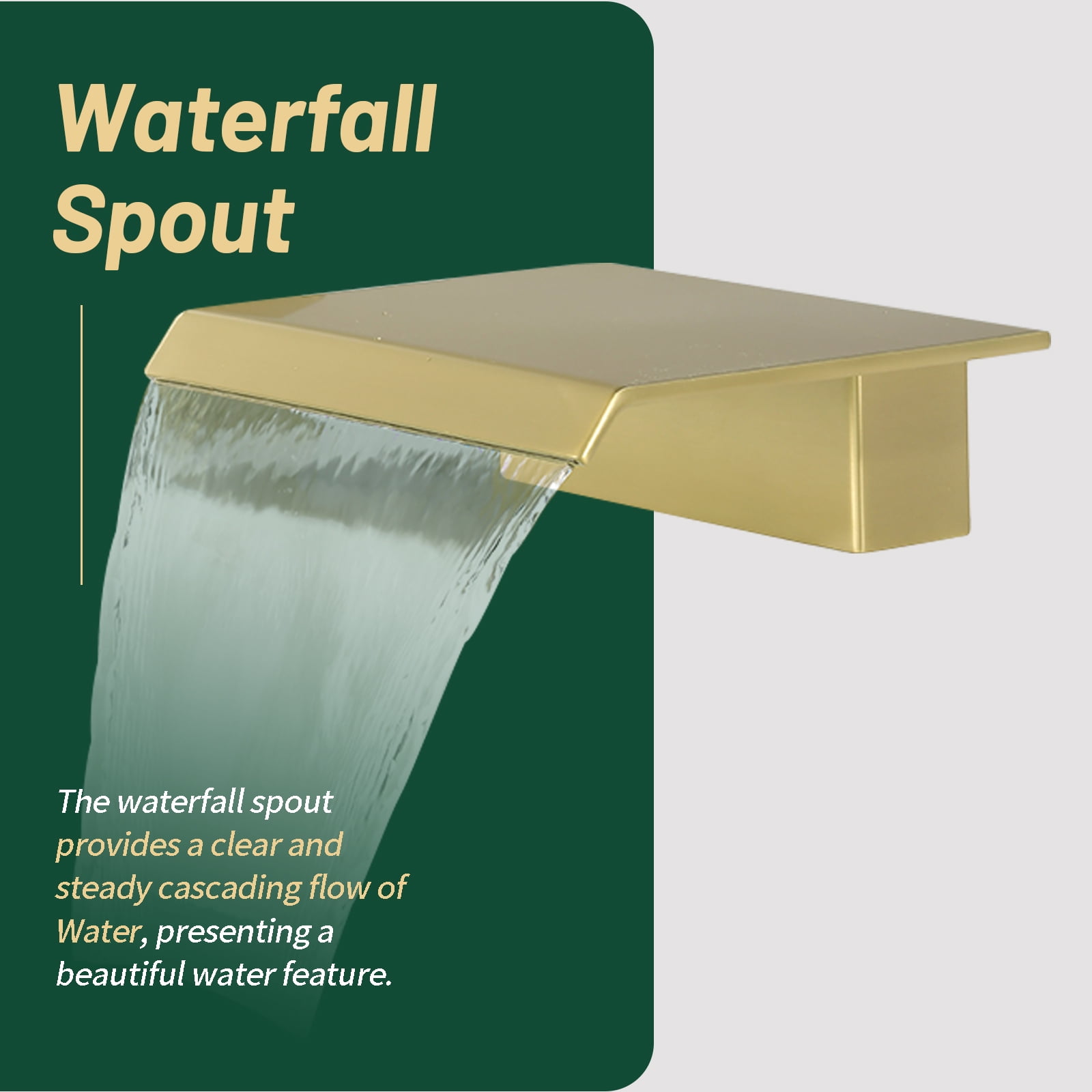 Cobbe 5-Hole Deck Mount Bathroom Bathtub Faucet with Hand Shower, 7.87-Inch and Wide Waterfall Spout Brushed Gold