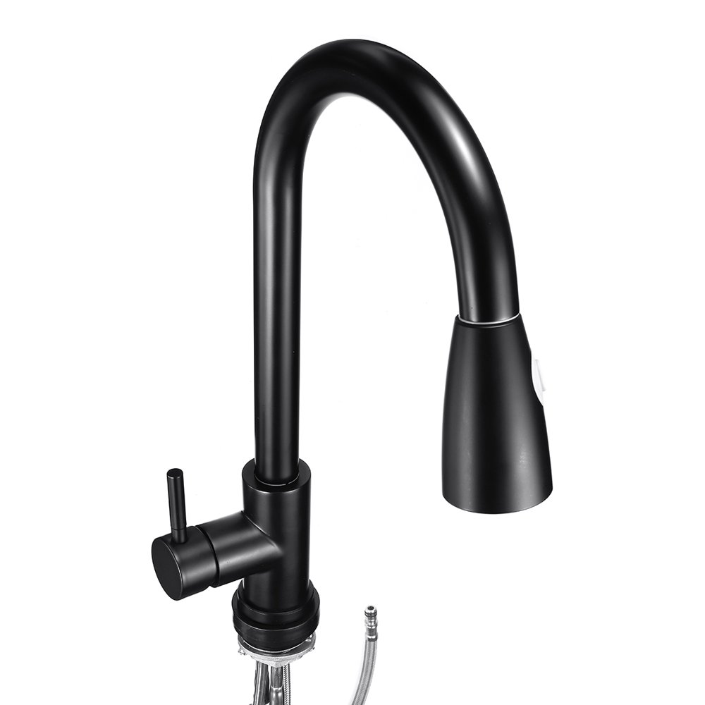 Stoneway Kitchen Faucet with Pull Down Sprayer Black, High Arc Single
