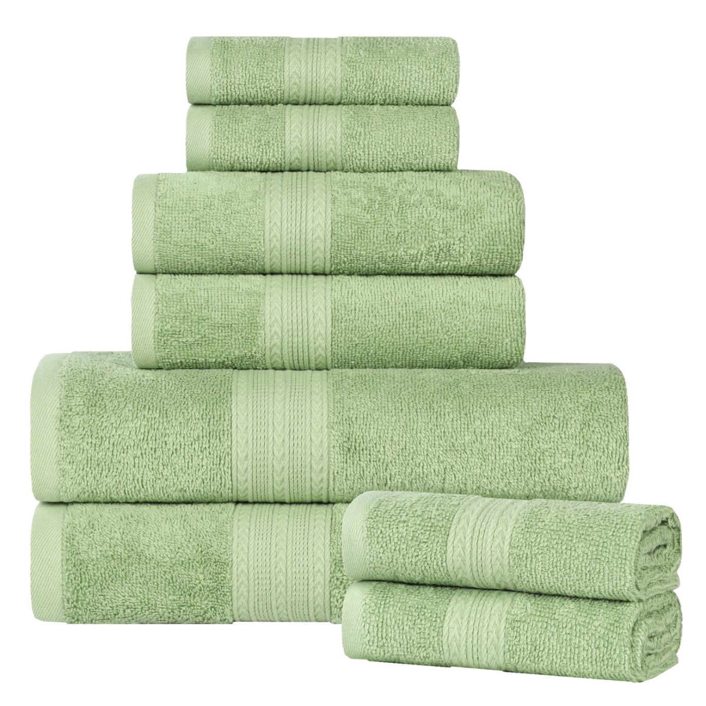 Superior Eco-Friendly Cotton 8-Piece Assorted Towel Set, Terrace Green