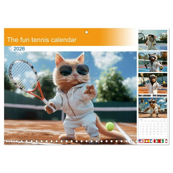 The fun tennis calendar (Monthly Wall Calendar 2026 11.7 x 16.5 (open)), CALVENDO 14 Month Calendar