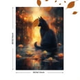 thumbnail image 3 of Qisvanset 12x16 Inch 2D Flat Framed Canvas Art, Black Cat Water Lily Pond Surreal Mystical Cat Lover Home Wall Decor, 3 of 5