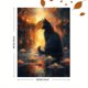 thumbnail image 3 of Qisvanset 12x16 Inch 2D Flat Framed Canvas Art, Black Cat Water Lily Pond Surreal Mystical Cat Lover Home Wall Decor, 3 of 5