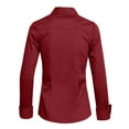 thumbnail image 3 of J. METHOD Women's Button Down Shirt Long Sleeve Roll Up Stretch Collar Office Work Formal Casual Basic Blouse Top NEWT04 Burgundy 3X, 3 of 5