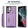 thumbnail image 6 of Decase Compatible with Samsung Galaxy S23 Ultra Case, Crossbody Diamond Bling Sparkle Wallet Case, Adjustable Detachable Lanyard Neck Strap with Kickstand Leather Card Slot Protective Cover, Purple, 6 of 10
