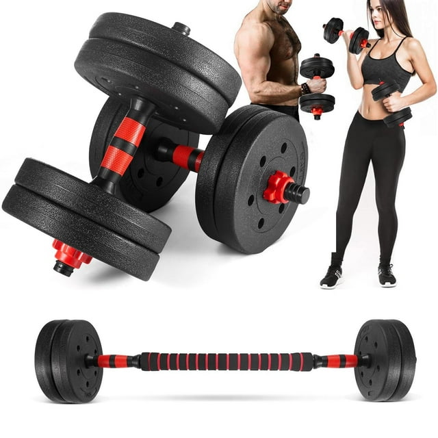 Kit de Pesas de 15 KG KCB,3 En 1 Pesas para Ejercicio en Casa,Kit de Mancuernas Ajustables con Varilla de Conexión,Mango con Bloqueo y Antideslizante,para Gimnasio en Casa