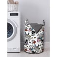 thumbnail image 3 of Day of the Dead Laundry Bag, Sugar Skull Flowers Pattern Vintage Rose Bouquet and Bees Retro Print, Hamper Basket with Handles Drawstring Closure for Laundromats, 13" x 19", Multicolor, by Ambesonne, 3 of 4