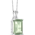 thumbnail image 2 of Gem Stone King 10K White Gold Green Prasiolite Pendant Necklace for Women (6.60 Cttw, Gemstone Birthstone, Emerald Cut 14x10MM, with 18 inch Chain), 2 of 5