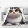 thumbnail image 1 of Fotbe Cute Cartoon Kitten Manta de Franela Acolchonada con Estampado, Súper Suave y Esponjosa, Extra Grande para Sofá, Cama, Uso Todo el Año-50"x40", 1 of 7