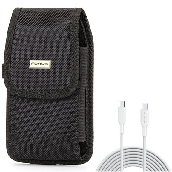Case Belt Clip   10ft Long Type-C Cable for Motorola One 5G Ace Phone - Rugged Holster Canvas Cover and  Fast Charger Cord PD Power Wire Combo for Motorola One 5G Ace