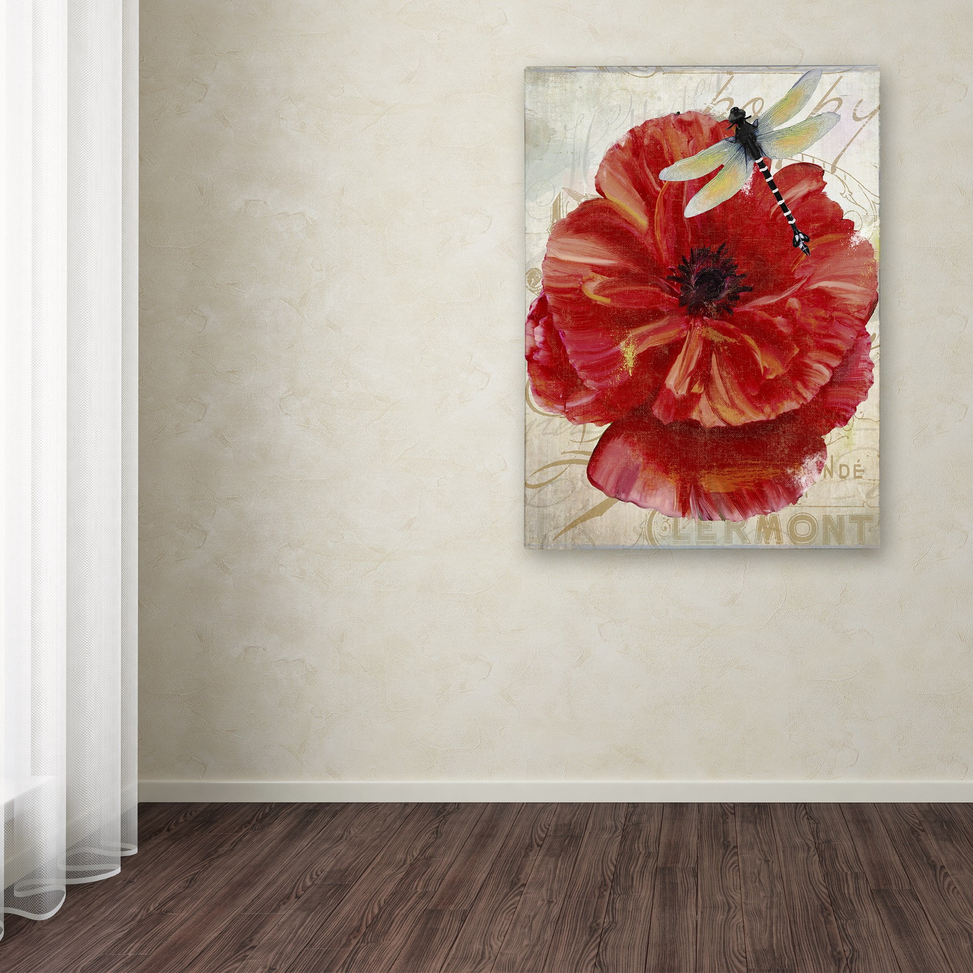 Trademark Fine Art "Le Pavot Dragonfly" Canvas Art by Color Bakery