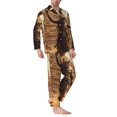 thumbnail image 2 of Fotbe Egyptian Cat Pharaoh Magic Pijama de Hombre con Estampado de Manga Larga, Conjunto de 2 Piezas, Ropa de Dormir Suave y Cómoda con Bolsillos-Large, 2 of 7