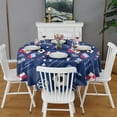 thumbnail image 2 of Blue Soccer Elements Pattern Round Tablecloth 60"x60",Wrinkle Wipeable Table Cloth for Kitchen Dining Room Picnic Patio Party, 2 of 6