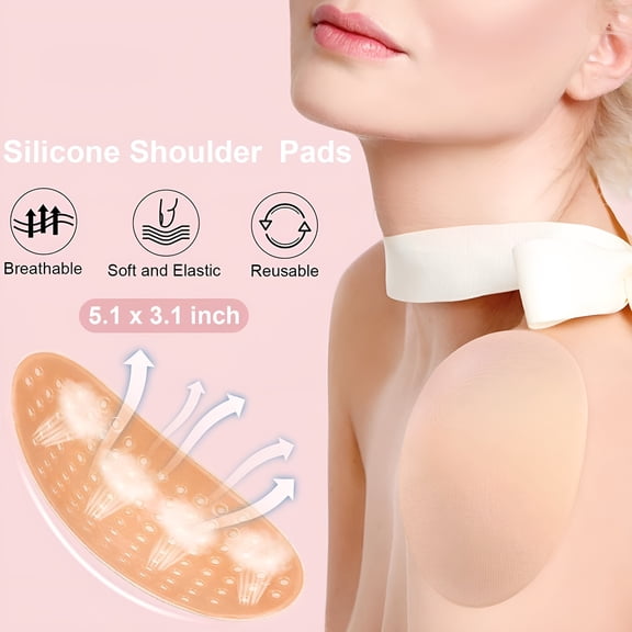 TELOLY 2Packs Silicone Shoulder Pads for Womens Clothing,Anti-Slip Shoulder Push-Up Pads Invisible Breathable Shoulder Enhancer Reusable