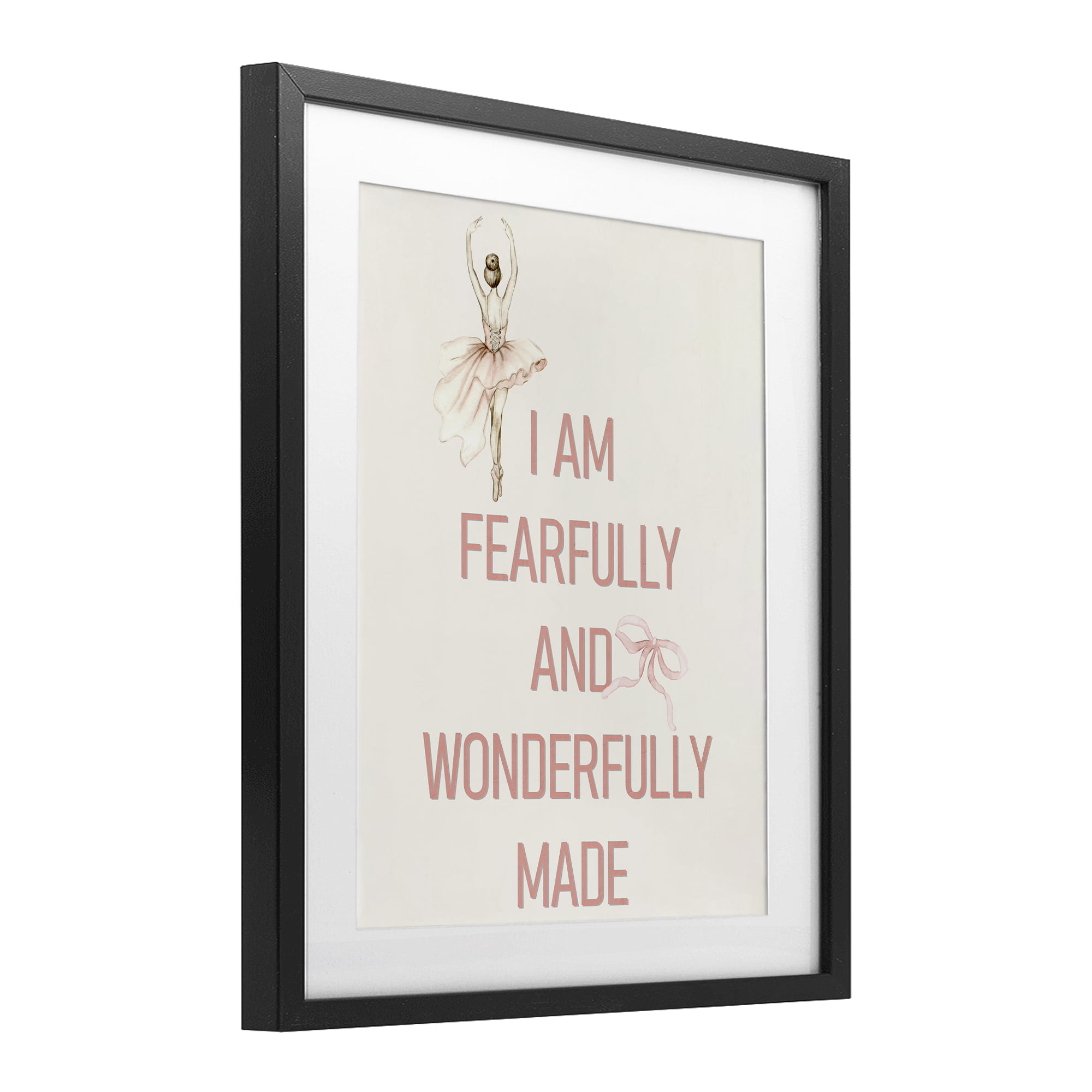 Wonderfully Made Ballerina Black Framed Print Under Glass, design by Kim Allen