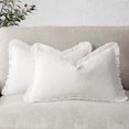 thumbnail image 1 of Chenchen Set of 2 Decorative Linen Fringe Throw Pillow Covers Cozy Boho Farmhouse Cushion Cover with Tassels Soft Accent Pillowcase for Couch Sofa Bed Living Room Home Decor,18×18 Inch,White, 1 of 1