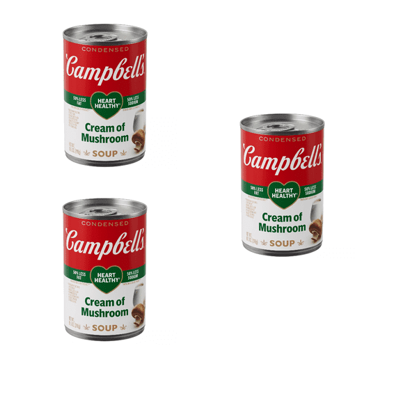 Campbell's Condensed Heart Healthy Cream of Mushroom Soup, 10.5 oz pack of 3