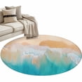 thumbnail image 2 of Orange Aqua Coastal Round Area Rug 3.3 FT, Non Slip Small Entryway Kitchen Mat, Summer Beach Seaside Nautical Washable Soft Circular Rug Non-Shedding Door Mat for Bathroom Playroom Kids Room, 2 of 9