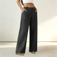thumbnail image 4 of aohooy Wide Leg High Waisted Pants Women Summer Casual Button Up Palazzo Work Pant Beach Vacation Comfort Trousers with Pockets Dark Gray,XL, 4 of 7