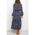 thumbnail image 2 of Women's Boho Leopard Print Ruffle Long Sleeve V Neck Casual Flowy Party Maxi Dress, 2 of 6