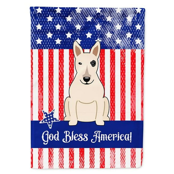 Carolines Treasures BB3133CHF Patriotic USA Bull Terrier White Flag Canvas House Size