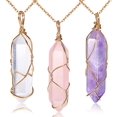 thumbnail image 1 of Collares de cristal de 3 piezas, colgante de cuarzo, collar de cristal curativo energético, colgante de piedras preciosas hexagonales naturales para mujeres y niñas, 1 of 1