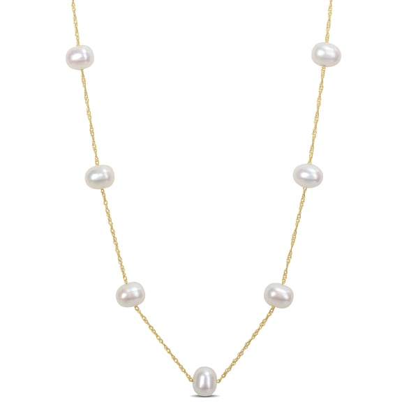 Everly Women's 5.5mm Freshwater Cultured Pearl 10k Yellow Gold Necklace -17"