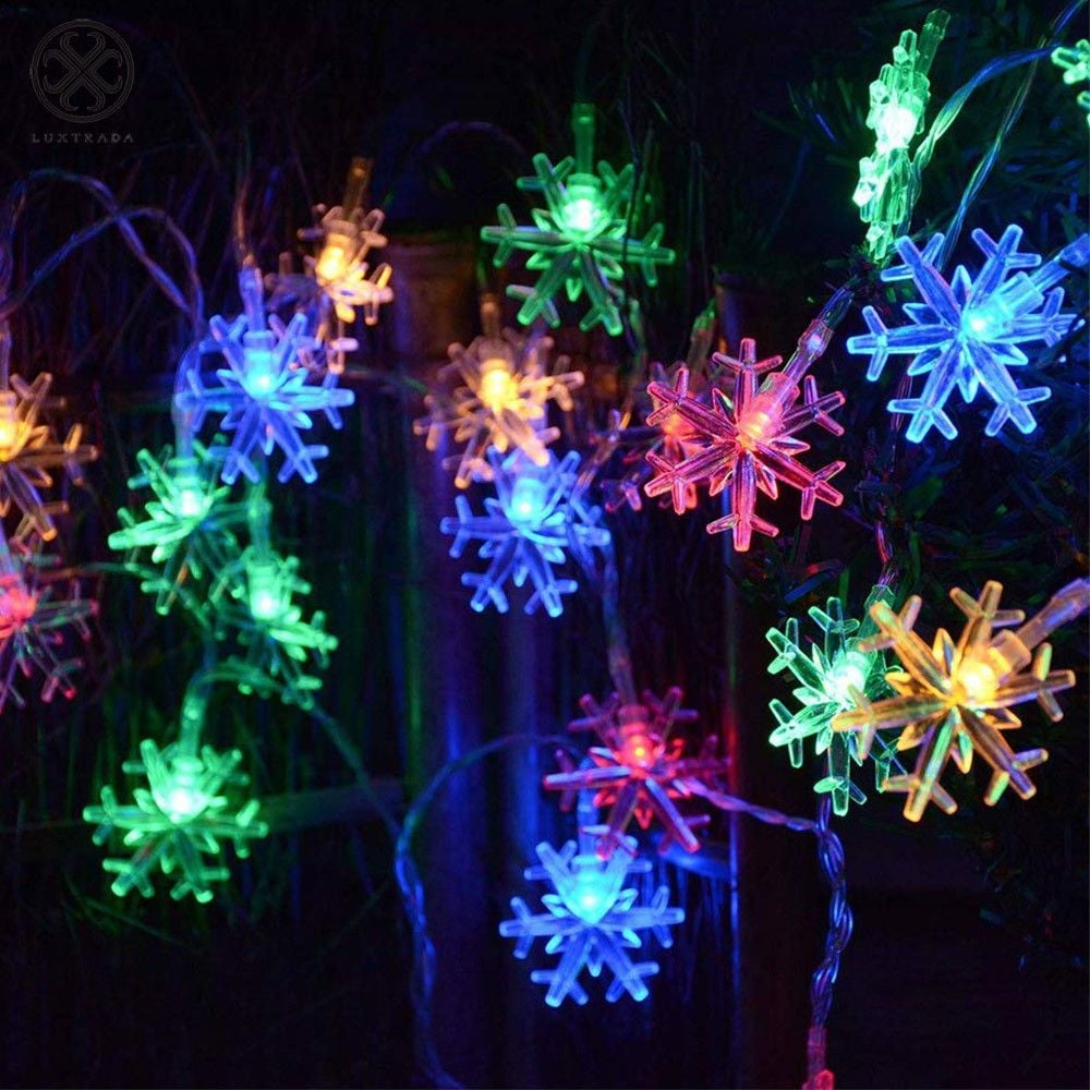 MICRO LED LIGHT STRING WARM WHITE SNOWFLAKES CHRISTMAS DECOR  40" L 18 LIGHTS 