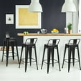 thumbnail image 2 of Set of 4 Metal Bar Stools 30'' Bar Height Barstools Industrial w/ Low Back Black, 2 of 11
