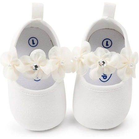 

QWZNDZGR Infant Baby Girls Mary Jane Shoes Non-Slip Rubber Sole Ballet Slippers Princess Dress Wedding Shoes Newborn Crib Shoes First Walkers Shoes