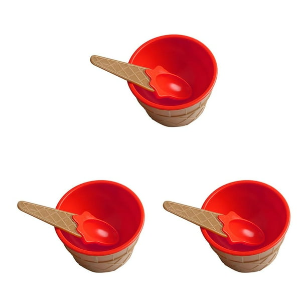 Advancent Taza de helado para niños Postre para niños Mezcla de helado Tazón de PP con cuchara Vajilla Vajilla, rojo brillante Type1 NO1 Advancent CBP146441