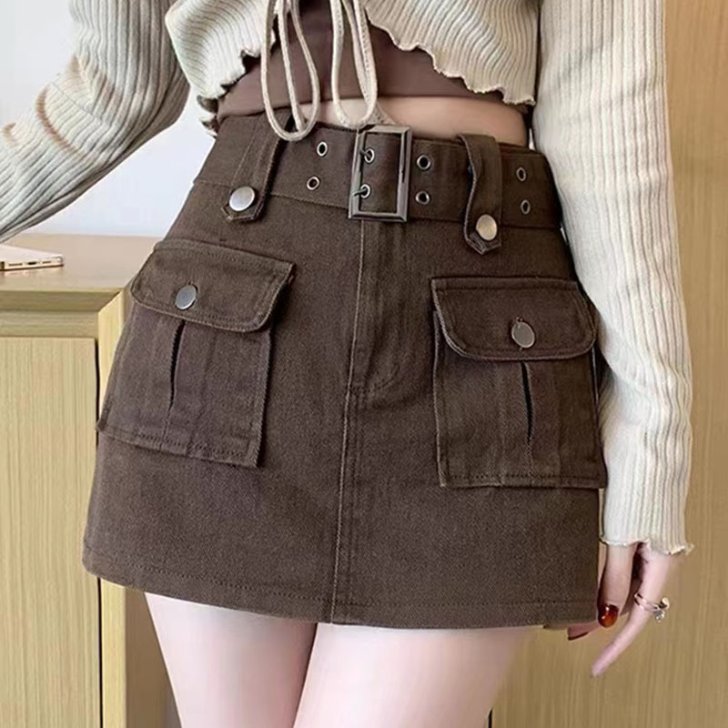 Korean Style High Waist Mini Skirt Women Fashion with Belt Short Culotte Skirts Y2K Streetwear Big Pocket Cargo Skirts Walmart