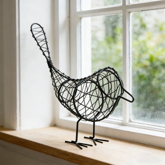 BiFandian Modern Wire Iron Bird Figurine, Creative Metal Craft Bird Tabletop Ornament, Farmhouse Artisan Bird Statues for Home Office Desktop Spring Decoration Indoor